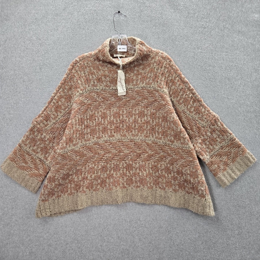 Mystree Women Sweater M/L Brown Acrylic Nylon Wool Pullover Geometric NWT‎